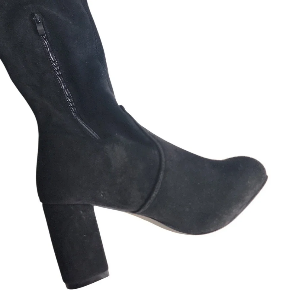 Vepose Over The Knee Boots Women Size 6 Black Thigh High Block Heel Trendy Chic